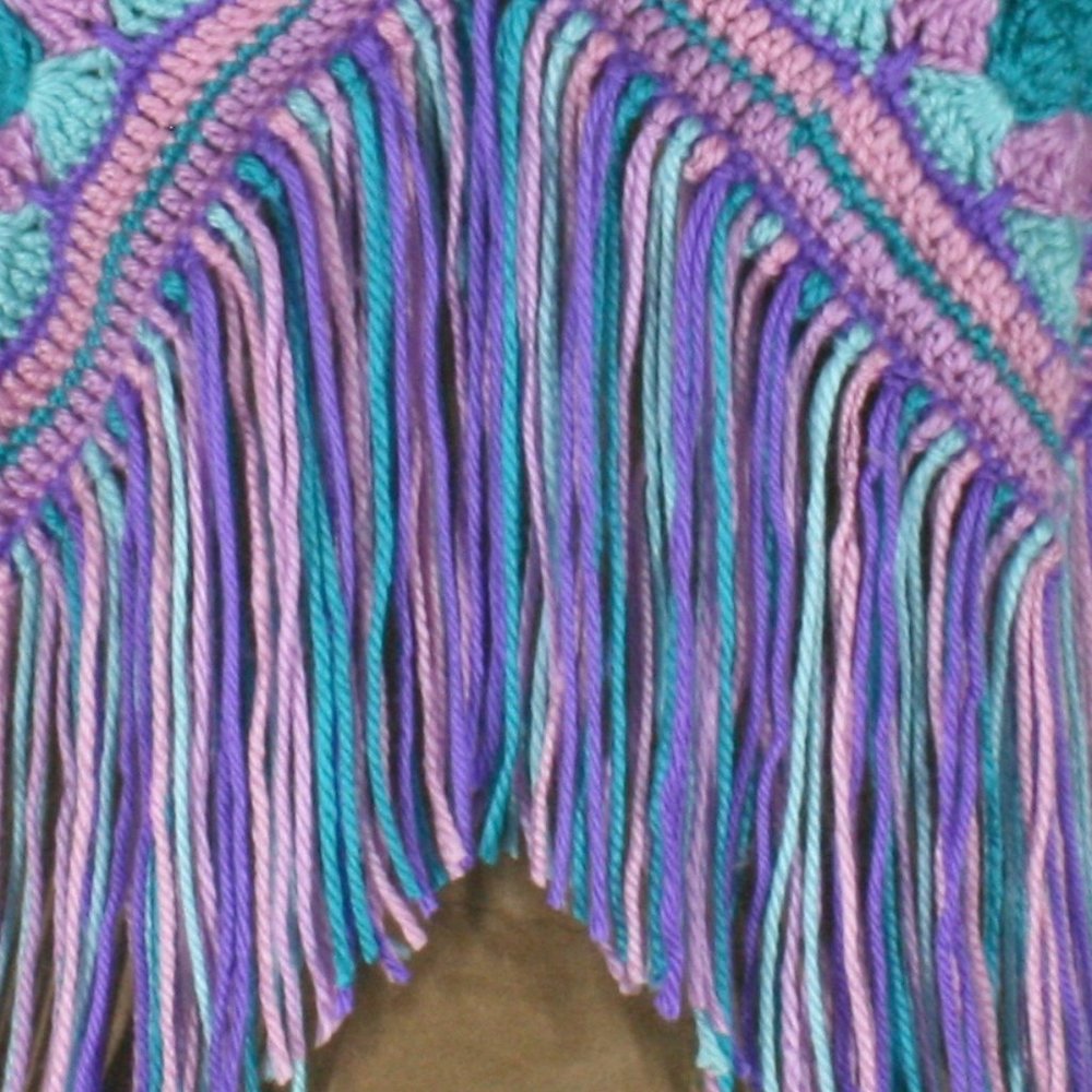 HAND CRAFTED Crop Top Crochet Halter Bikini Fringe Granny Squares Colorful - Picture 4 of 14